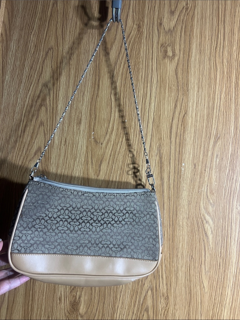 Coach Signature Canvas Shoulder Bag in Brown and Tan